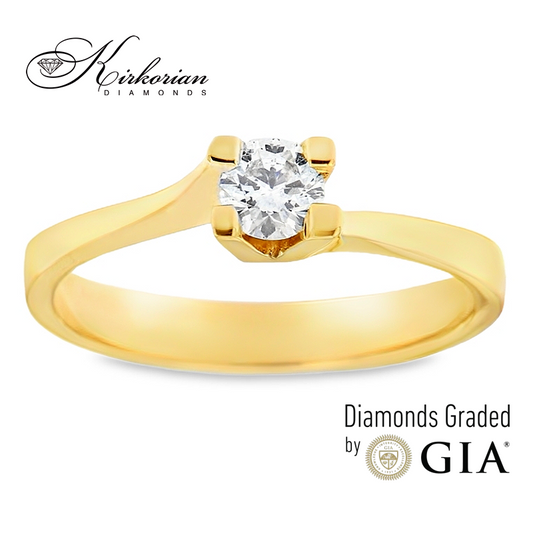 Годежен пръстен с диамант 0.30ct GIA от жълто злато 14к – модел K594B