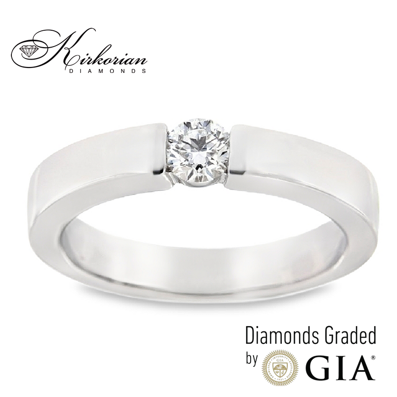 Годежен пръстен от бяло злато 14k с диамант 0.30ct D/VVS2 – GIA сертификат – K595
