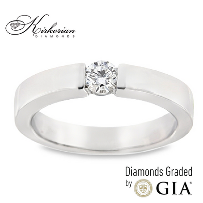 Годежен пръстен от бяло злато 14k с диамант 0.30ct D/VVS2 – GIA сертификат – K595