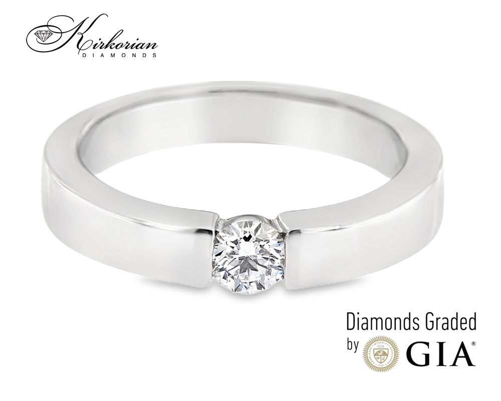 Годежен пръстен от бяло злато 14k с диамант 0.30ct D/VVS2 – GIA сертификат – K595
