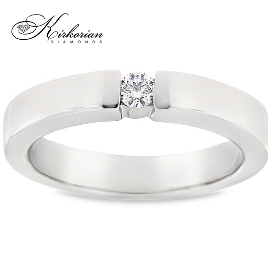 Годежен пръстен с диамант 0.10ct от бяло злато 14К – модерен дизайн и прецизна изработка, цени от производител