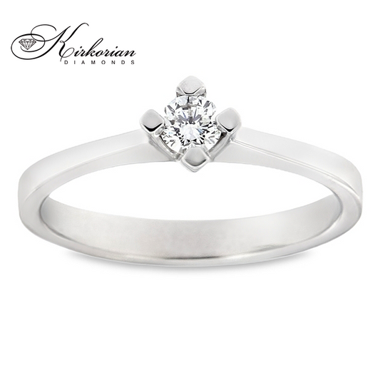 Годежен пръстен от бяло или жълто злато 14К с диамант 0.18 ct | Код K598