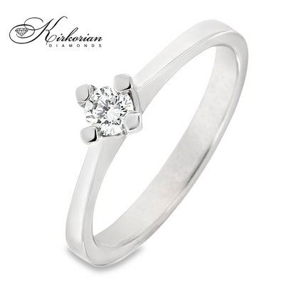 Годежен пръстен от бяло или жълто злато 14К с диамант 0.18 ct | Код K598