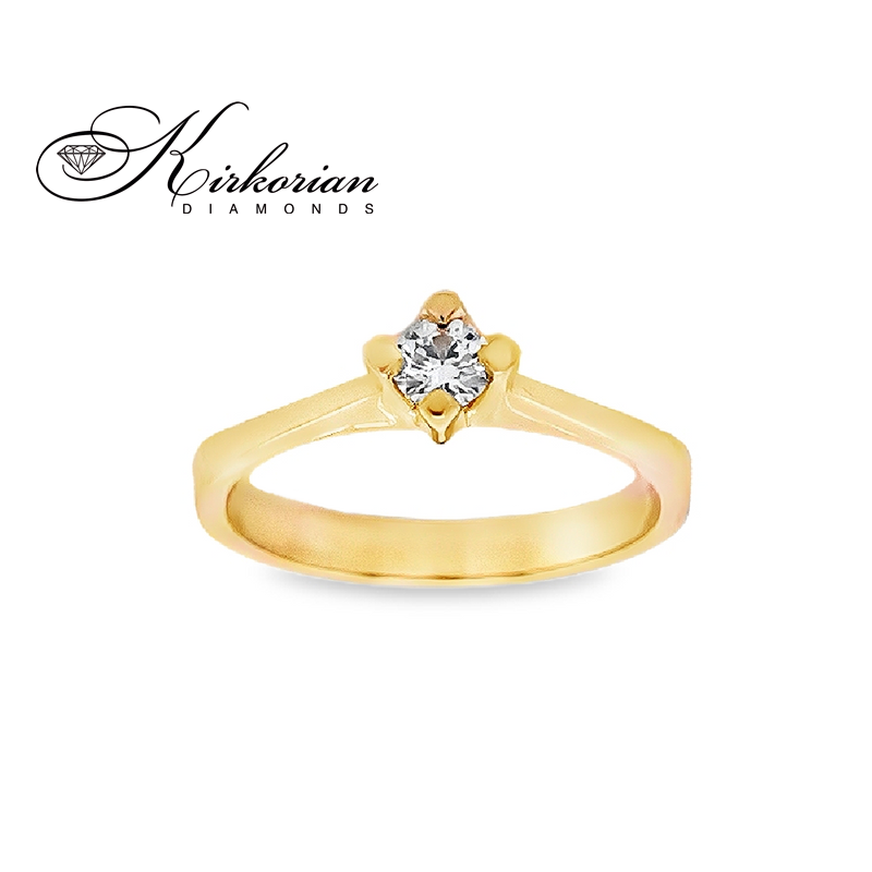 Годежен пръстен от бяло или жълто злато 14К с диамант 0.18 ct | Код K598