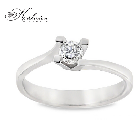 Годежен пръстен от бяло или жълто злато 14К с диамант 0.18 ct | Код: K599