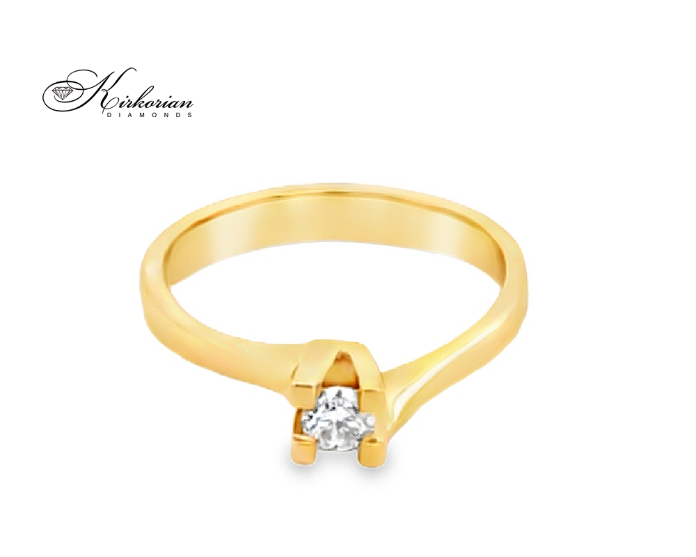 Годежен пръстен от бяло или жълто злато 14К с диамант 0.18 ct | Код: K599