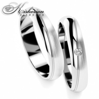 Брачни халки WRD066 от бяло злато с диамант 0.015ct – 4мм