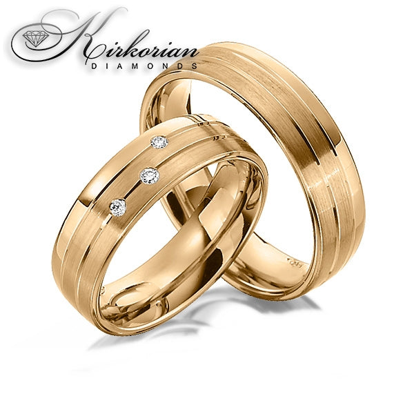 Модерни венчални халки WRD073 от бяло злато с диаманти 0.045ct – 6мм