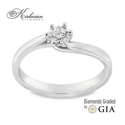 Годежен пръстен от бяло злато 14к с диамант 0.30ct – GIA сертификат – код K615