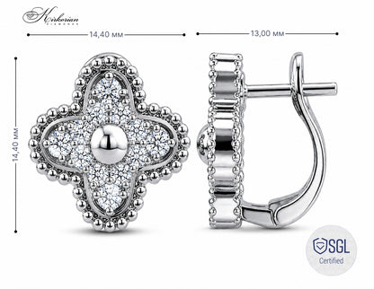 Designer обеци детелина с брилянтни диаманти и SGL сертификат BAL12785