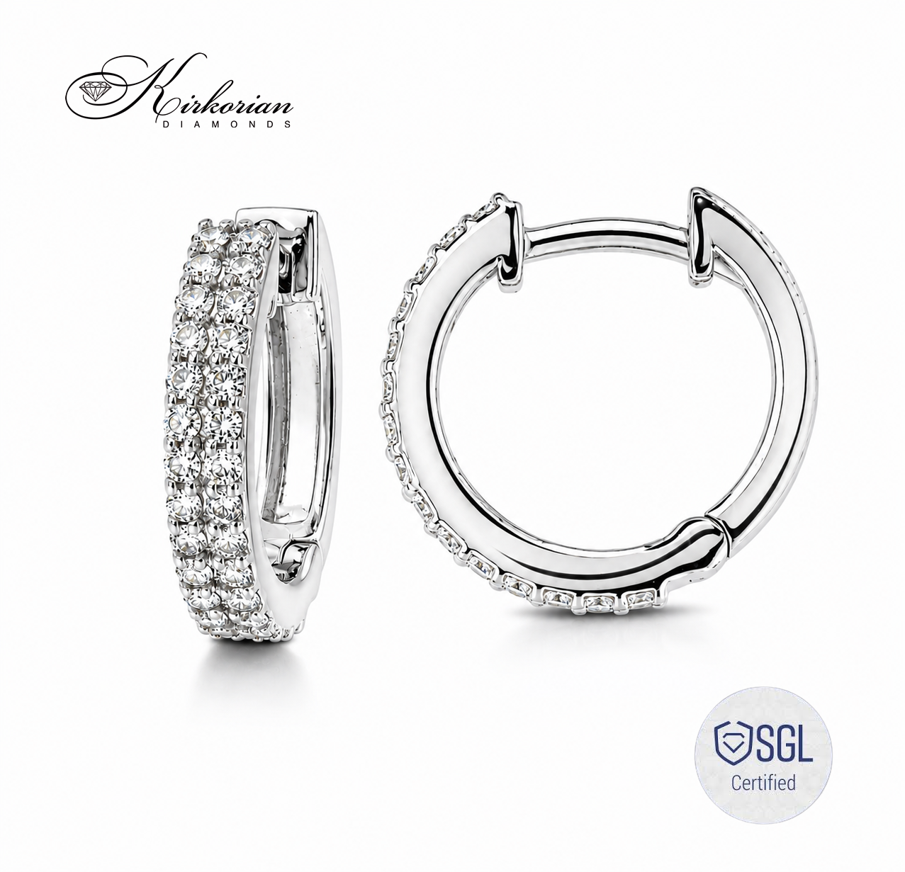 Diamond hoop earrings от бяло злато 14К с естествени брилянтни диаманти 0.36 ct BAL2883
