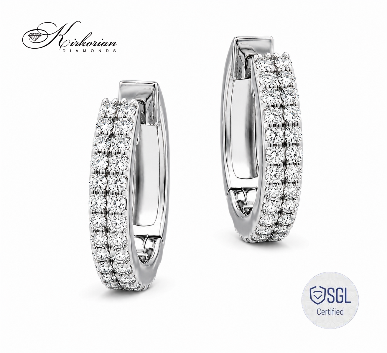 Луксозни обеци халки от бяло злато 14К с естествени диаманти 0.36 ct F/G VS върху модел BAL2883