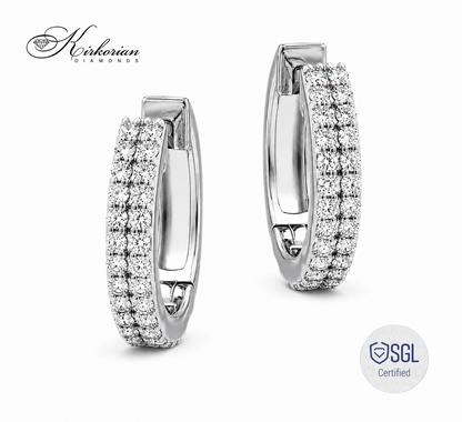 Луксозни обеци халки от бяло злато 14К с естествени диаманти 0.36 ct F/G VS върху модел BAL2883