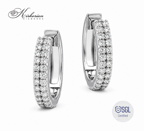 Луксозни обеци халки от бяло злато 14К с естествени диаманти 0.35 ct F/G VS-SI – Diamond Hoop Earrings BAL2883
