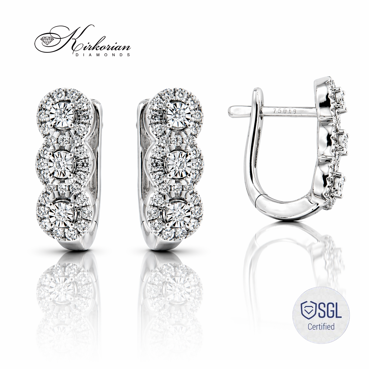 обеци с диаманти 0.26 ct бяло злато 14К F VS Kirkorian Diamonds