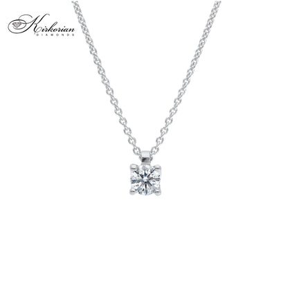 Колие от бяло злато 18К с диамант 0.19 ct, сертифициран, луксозна кутия, топ цена – код: SBBC02020C