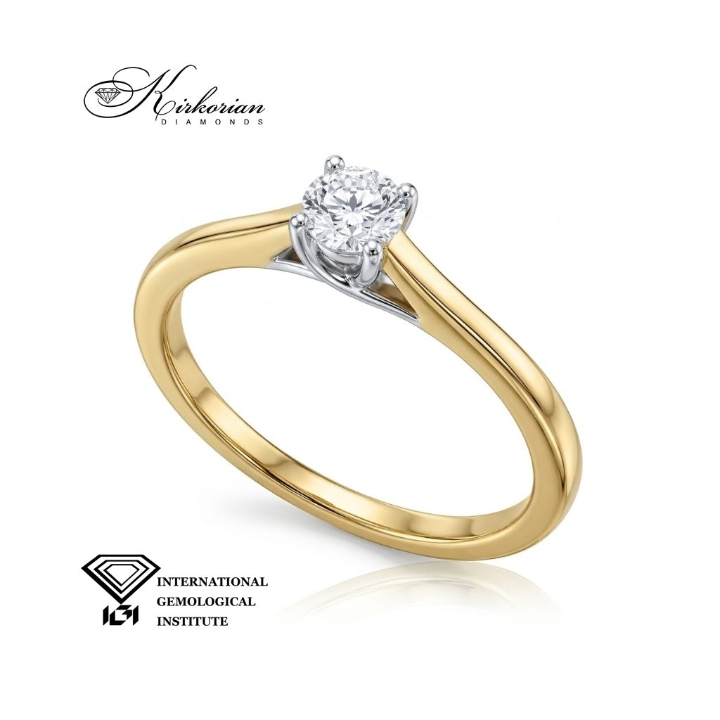 Двуцветен годежен пръстен BE1942 с естествен диамант 0.30 ct и IGI сертифика