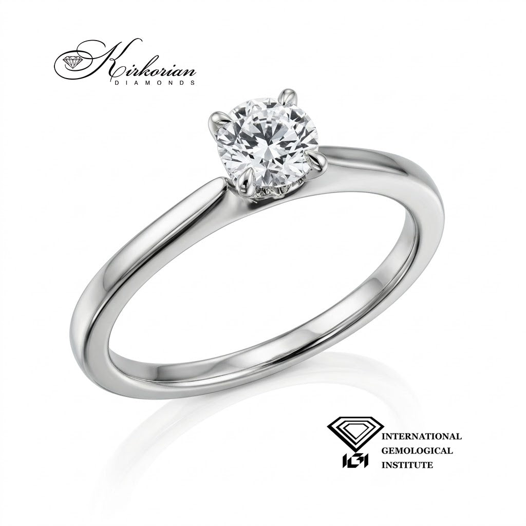 Годежен пръстен BE1943B от бяло злато с естествен кръгъл диамант 0.50 ct – изглед под ъгъл