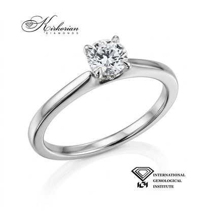 Годежен пръстен BE1943B от бяло злато с естествен кръгъл диамант 0.50 ct – изглед под ъгъл