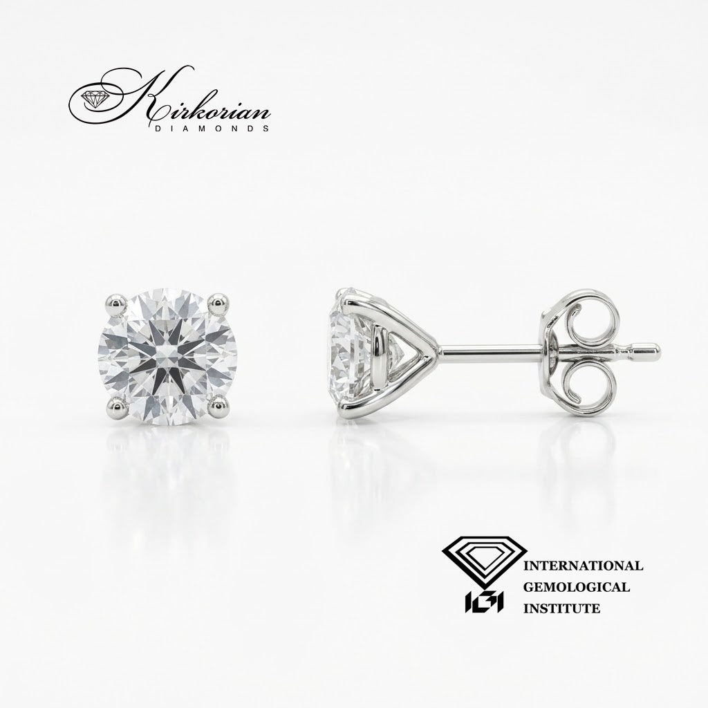 Обеци солитер BE2609B с кръгли Lab Grown диаманти общо 2,00 ct и IGI сертификат
