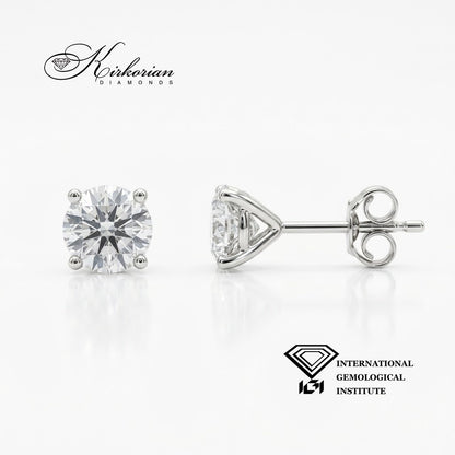 Обеци солитер BE2609B с кръгли Lab Grown диаманти общо 2,00 ct и IGI сертификат