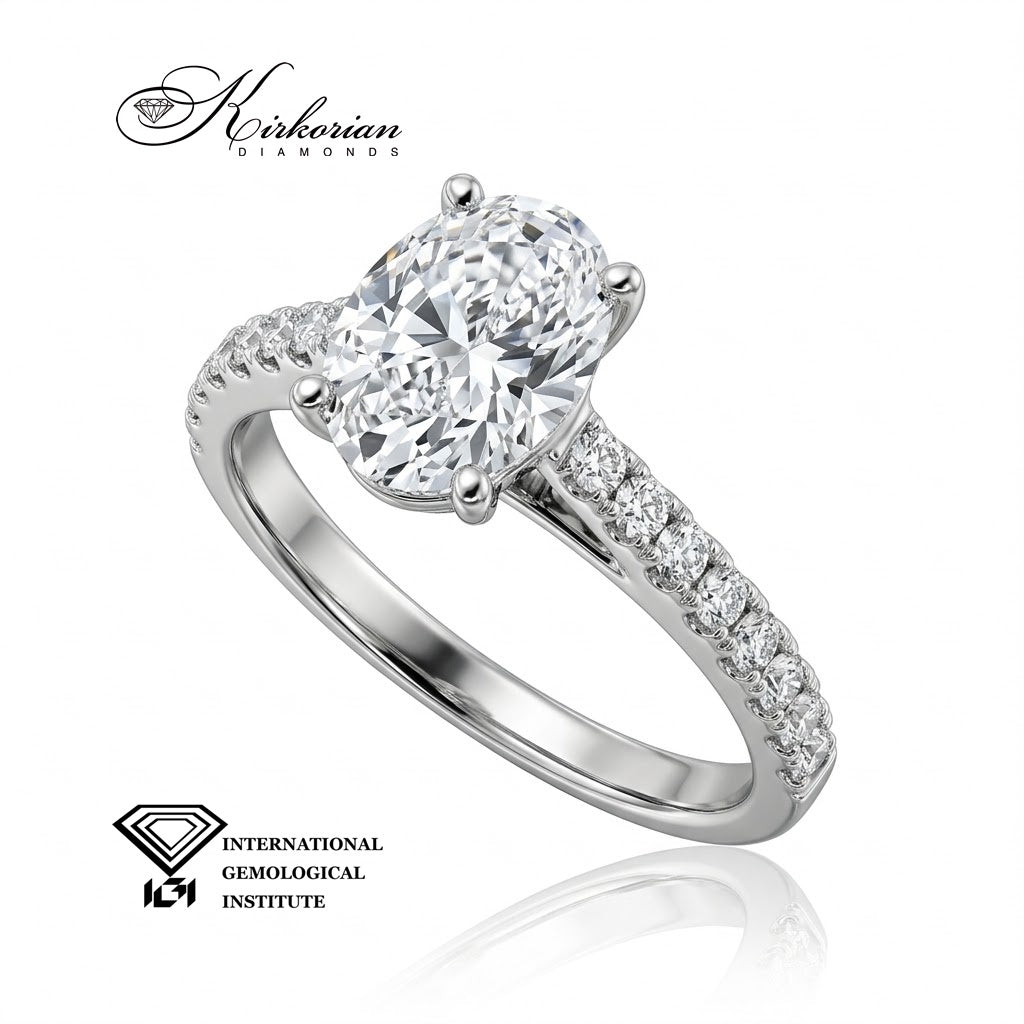 Годежен пръстен от бяло злато с диаманти общо 1.76 ct – десен изглед