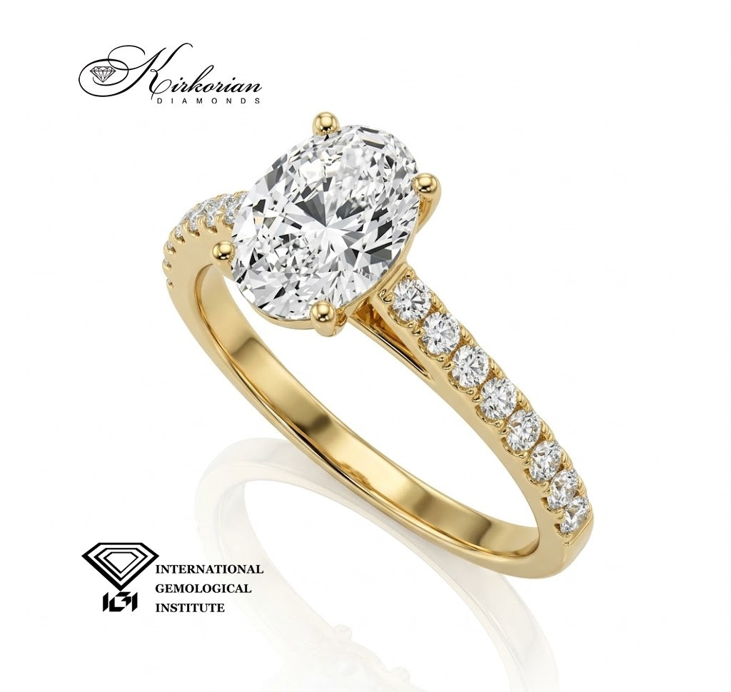 Годежен пръстен от жълто злато с диаманти общо 1.76 ct – десен изглед