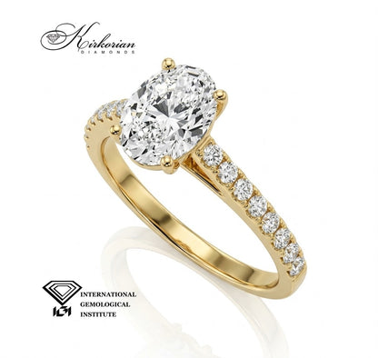 Годежен пръстен от жълто злато с диаманти общо 1.76 ct – десен изглед