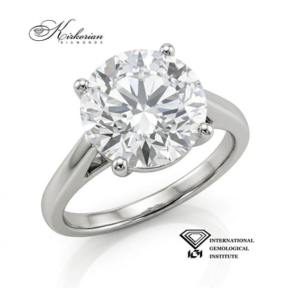 Пръстен от бяло злато 14К с кръгъл диамант 5.00 ct, десен изглед