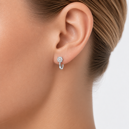 Обеци от бяло злато 14К с диаманти 0.21 ct G-H SI – елегантен модел RN115 с луксозна кутия и сертификат
