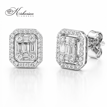 квадратни диамантени обеци с baguette диаманти