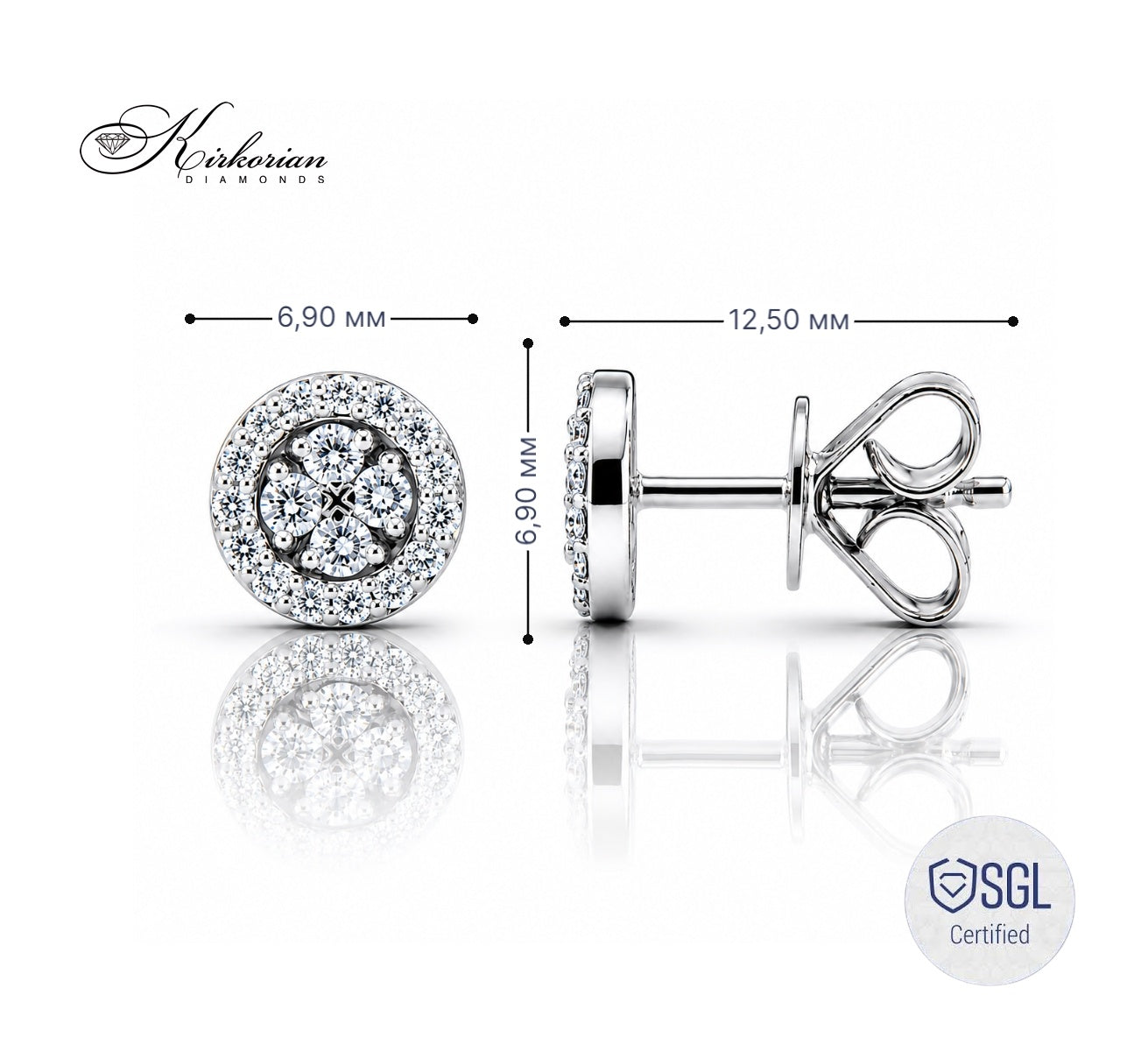 Diamond halo stud earrings от бяло злато с естествени диаманти ER3577