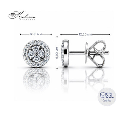 Diamond halo stud earrings от бяло злато с естествени диаманти ER3577