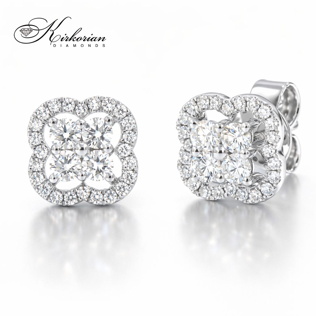 квадратни диамантени обеци с естествени диаманти