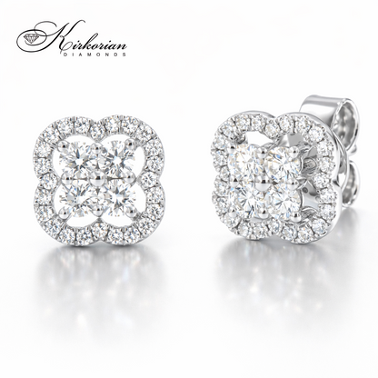 квадратни диамантени обеци с естествени диаманти