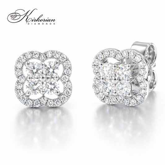 квадратни диамантени обеци с естествени диаманти