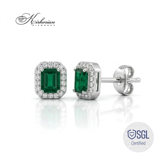 Златни обеци със смарагди 0.40 ct и естествени диаманти 0.10 ct с размери – ER5462AA