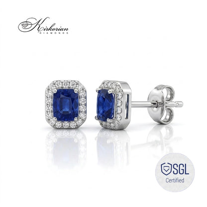 Златни обеци с естествени сапфири 0.57 ct и диаманти 0.09 ct с размери – ER5462AAS