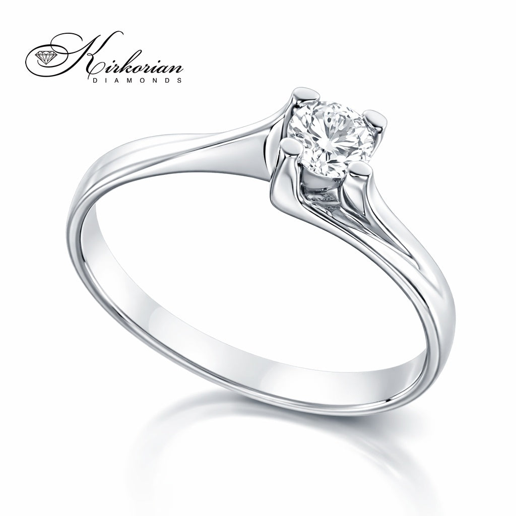 Годежен пръстен от бяло или жълто злато 14К с диамант 0.22 ct – код G111