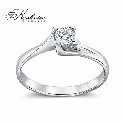 Годежен пръстен от бяло или жълто злато 14К с диамант 0.22 ct – код G111