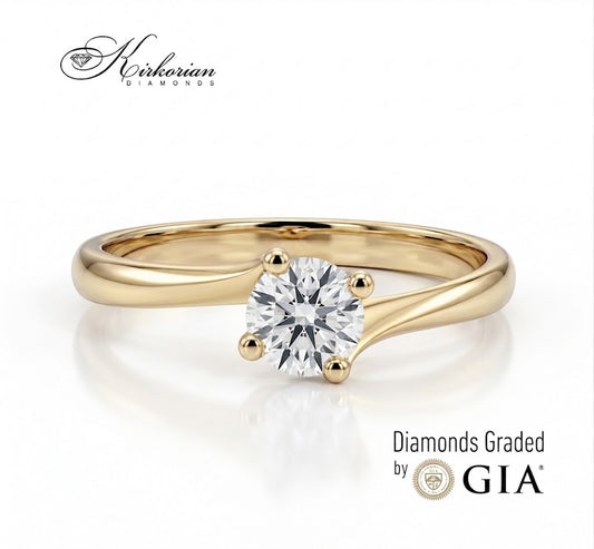 Фронтален изглед на пръстен G294 с естествен диамант 0.40 ct, цвят E и чистота VS2