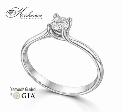 Класически годежен пръстен от бяло злато 14k с диамант 0.40ct GIA E/VS2 G294A