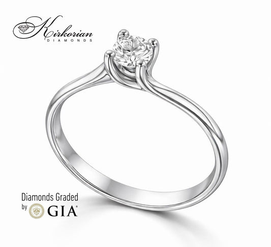 Класически годежен пръстен от бяло злато 14k с диамант 0.40ct GIA E/VS2 G294A