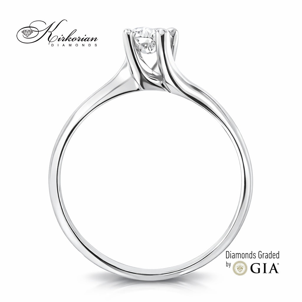 Класически годежен пръстен от бяло злато 14k с диамант 0.40ct GIA E/VS2 G294A
