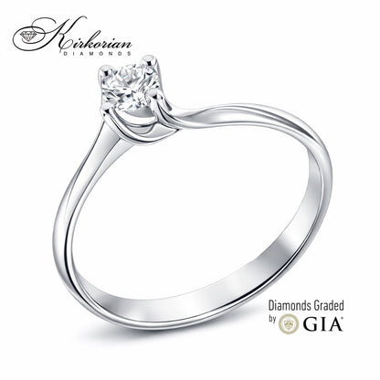 Класически годежен пръстен от бяло злато 14k с диамант 0.40ct GIA E/VS2 G294A