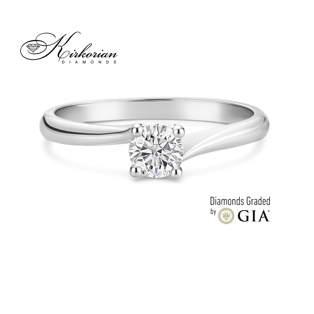 Класически годежен пръстен от бяло злато 14k с диамант 0.40ct GIA E/VS2 G294A