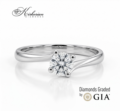 Фронтален изглед на пръстен G294A с естествен диамант 0.40 ct, цвят E и чистота VS2