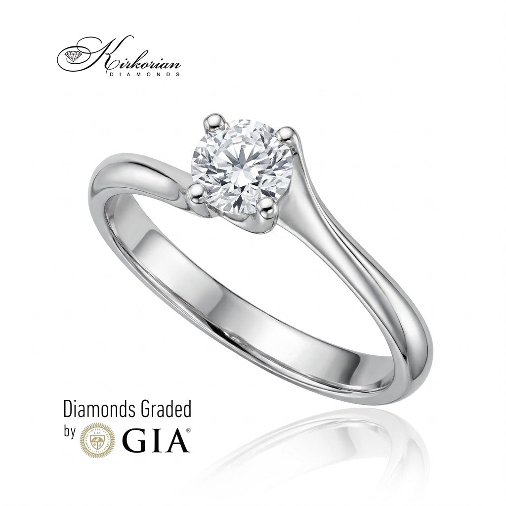 Годежен пръстен G294A с естествен диамант 0.40 ct и четиризъбен захват – ляв изглед