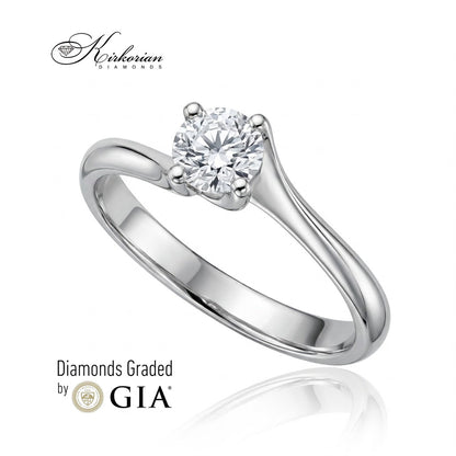 Годежен пръстен G294A с естествен диамант 0.40 ct и четиризъбен захват – ляв изглед