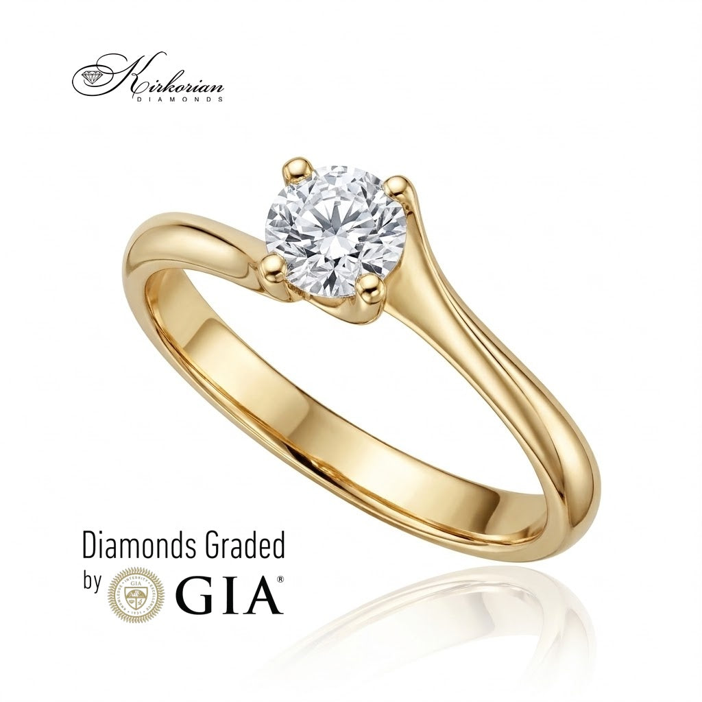 Годежен пръстен G294 от жълто злато 14К с диамант 0.40 ct E/VS2 GIA – ляв изглед
